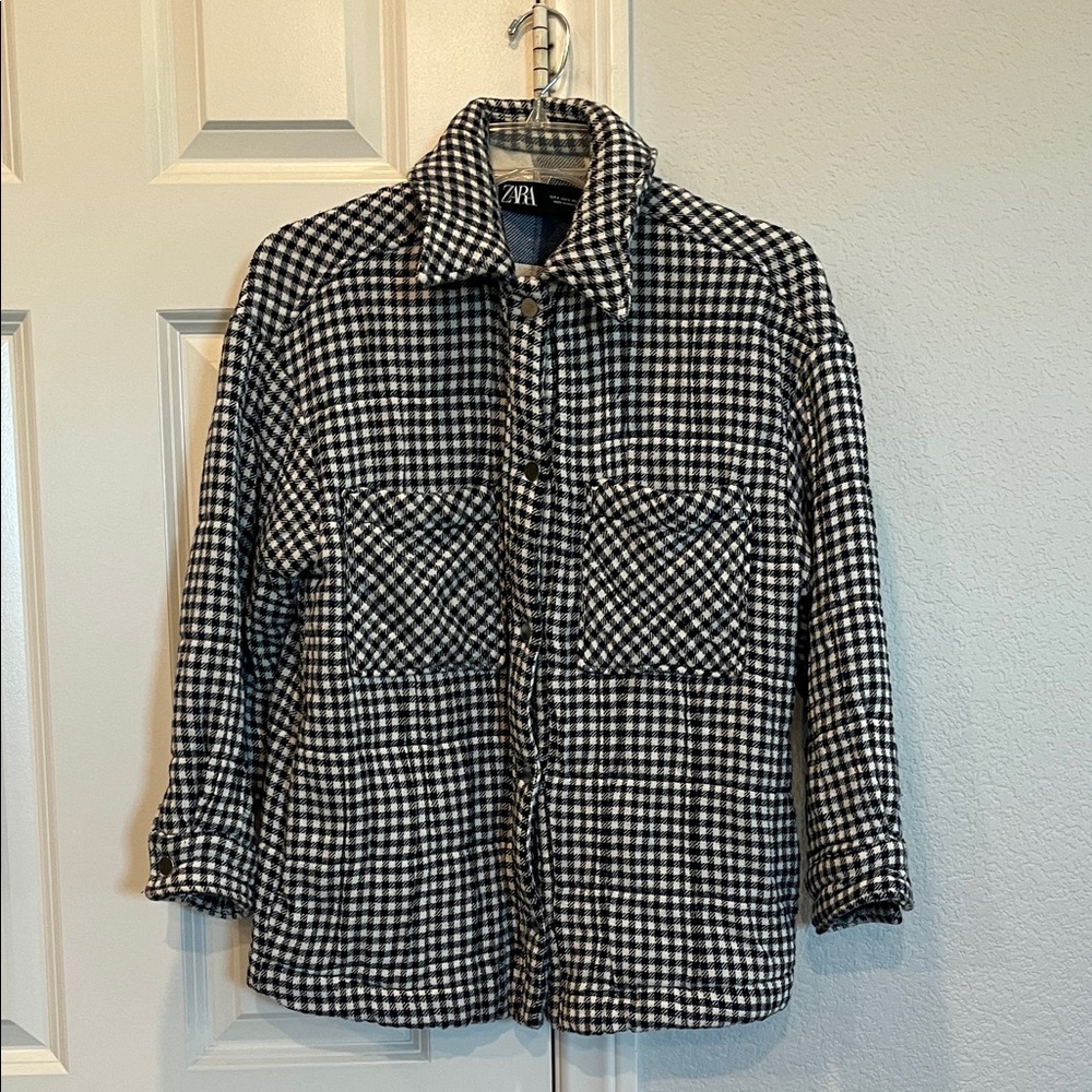 Zara Checkered Shacket Jacket